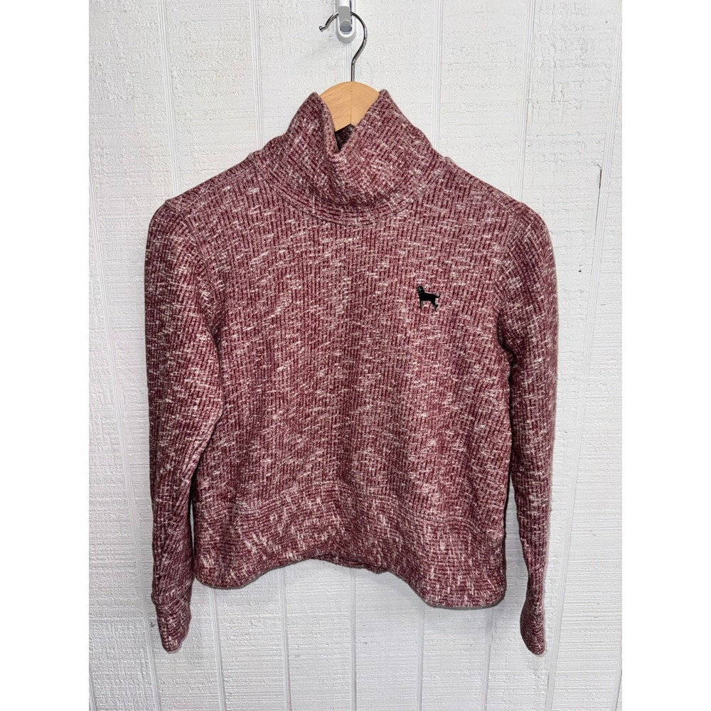 The Black Dog Pullover Sweater Womens Maroon Marled Turtleneck Logo Small